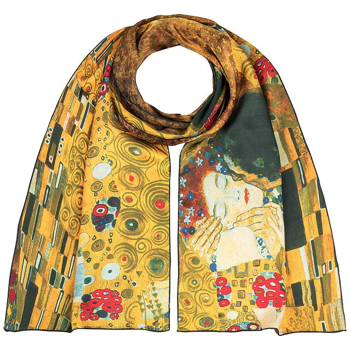 VON LILIENFELD Seidenschal Damen Satin lang Motiv 172 x 42 cm Gustav Klimt: Der Kuss, Gustav Klimt: