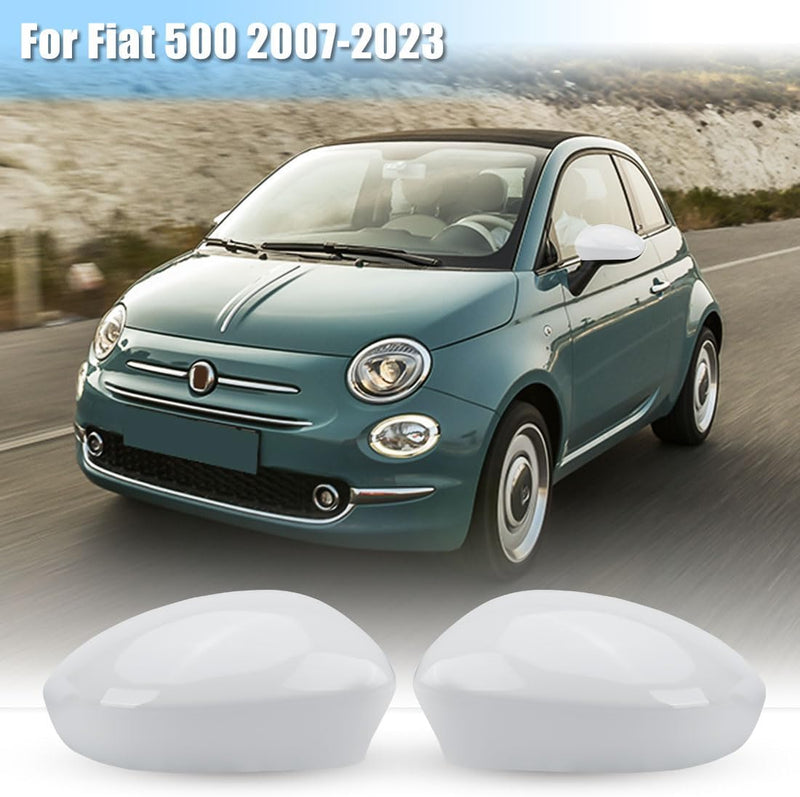 1 Paar Spiegelabdeckungen Ersatz für Fiat 500 2007-2023, Auto Spiegelkappen Aussenspiegel Aussenspie