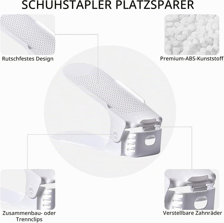 BIGLUFU Einstellbare Schuhstapler, 20 Stück Schuhstapler Platzsparend, Schuhorganizer Platzsparend V