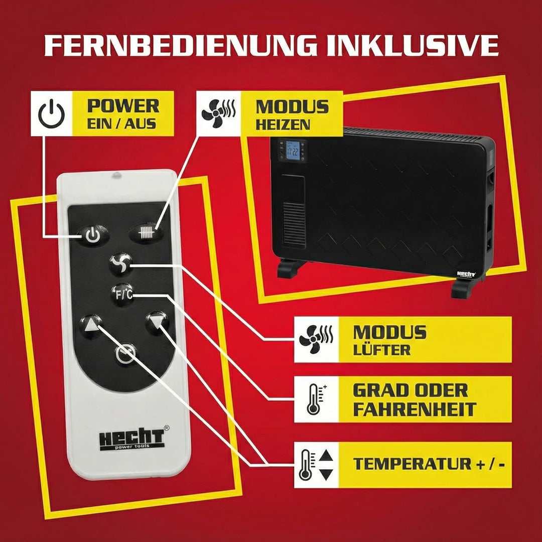HECHT Elektroheizung (Brandneue Version) - Heizgerät für eine schnelle und wohlfühlende Wärme – Stro