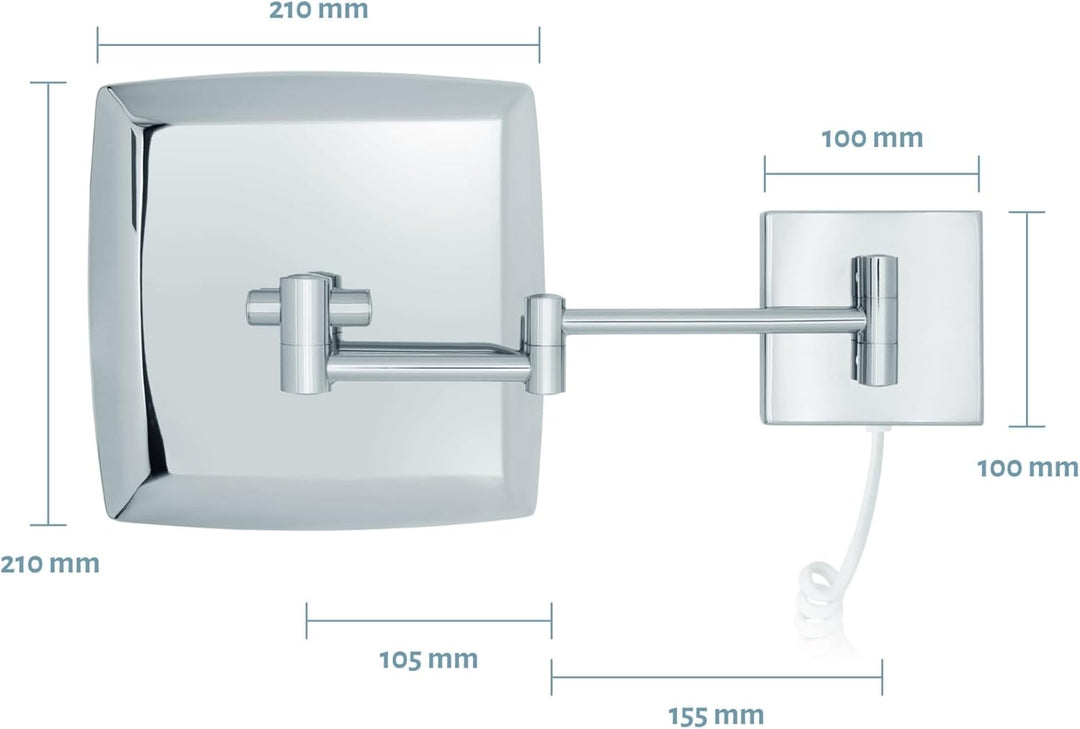 Libaro LED Kosmetikspiegel mit Sensor Verona eckig 5fach Vergrösserungsspiegel quadratisch Wandmonta