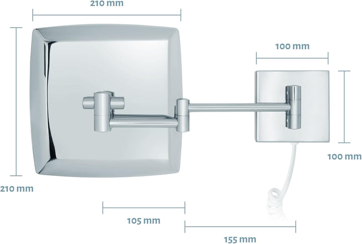 Libaro LED Kosmetikspiegel mit Sensor Verona eckig 5fach Vergrösserungsspiegel quadratisch Wandmonta