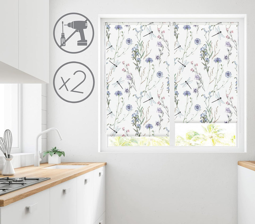 Blindecor Duo Relax | Packung mit 2 Verdunkelungsrollos, lichtdurchlässig, ohne Bohren, Easy Fix Dig