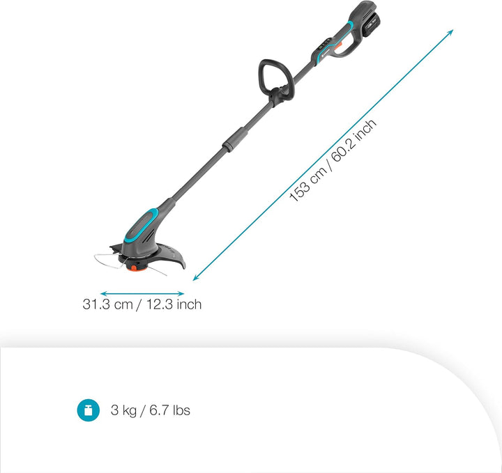 Gardena Akku-Trimmer PowerTrim 30/18V Set, Power for All-kompatibel, PowerBoost-Modus, 2-mm Trimmfad
