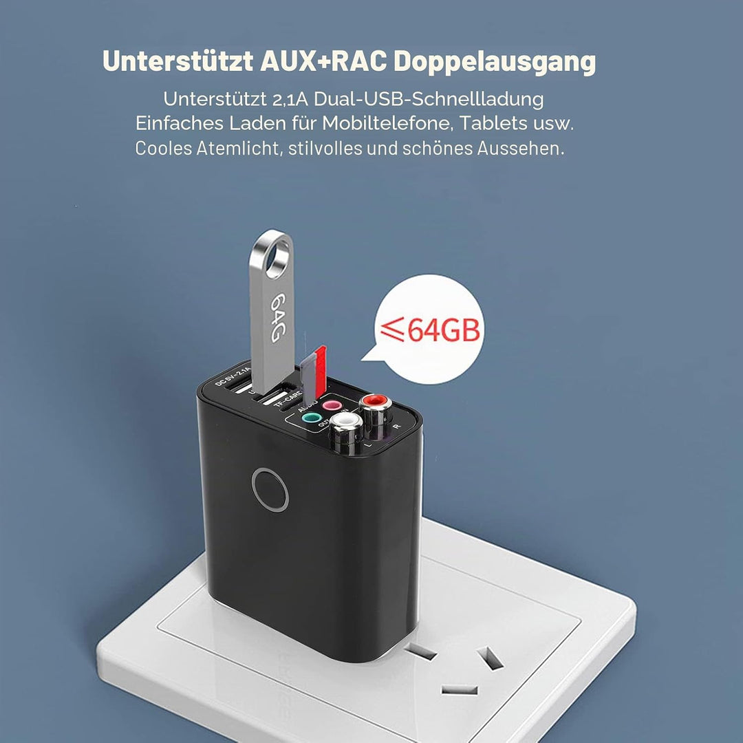FM-Sender, 2 In 1 110-240 V Bluetooth 5.0-Empfänger-Sender, Drahtloser Audioadapter APP-Steuerung fü