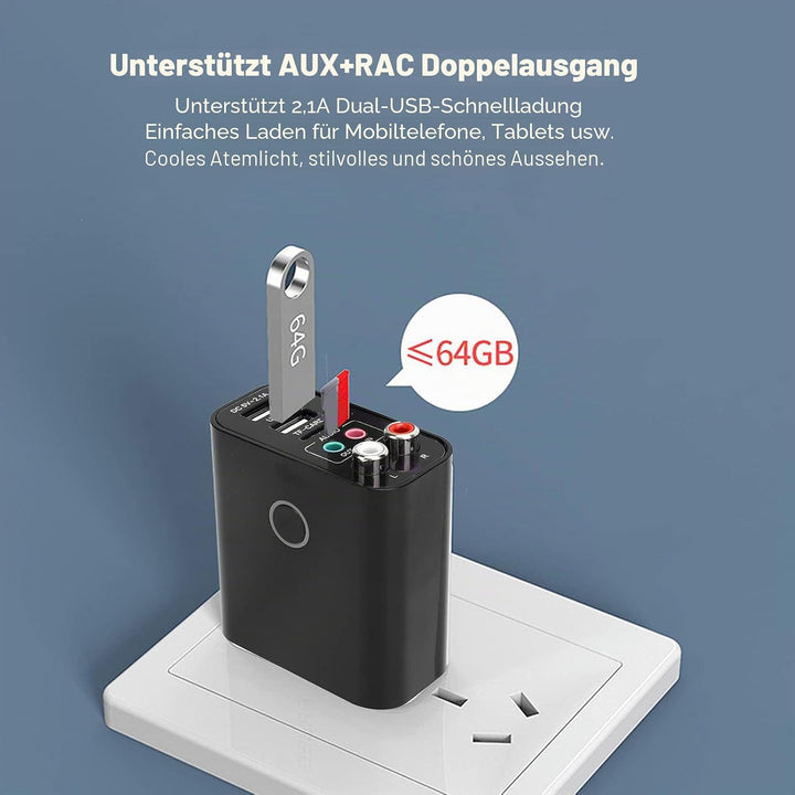 FM-Sender, 2 In 1 110-240 V Bluetooth 5.0-Empfänger-Sender, Drahtloser Audioadapter APP-Steuerung fü