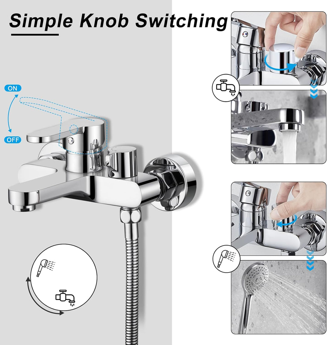 BONADE Wannenarmatur Badewannenarmatur mit 3 Strahlarten Handbrause, Einhebel Badewanne Wasserhahn m