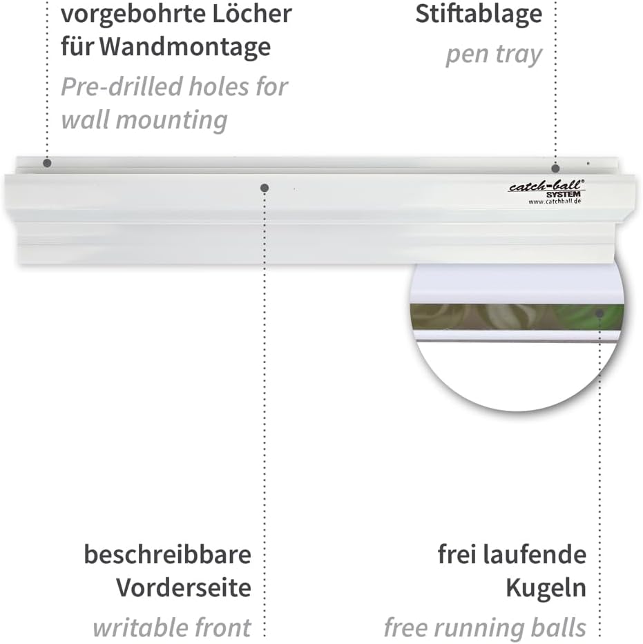 Franz Mensch 1 Stück Hygostar Catch-ball-System, Notebord, weiss, L: 80cm, B: 7cm, H: 2,3cm, Karton,
