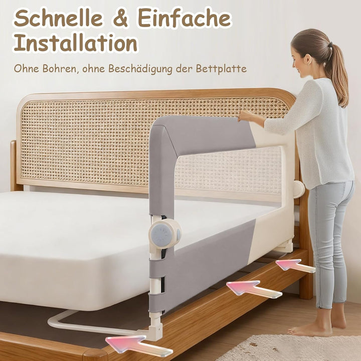 200cm Rausfallschutz Bett, Höhenverstellbar Bettschutzgitter Baby | Rausfallschutz Boxspringbett, Be