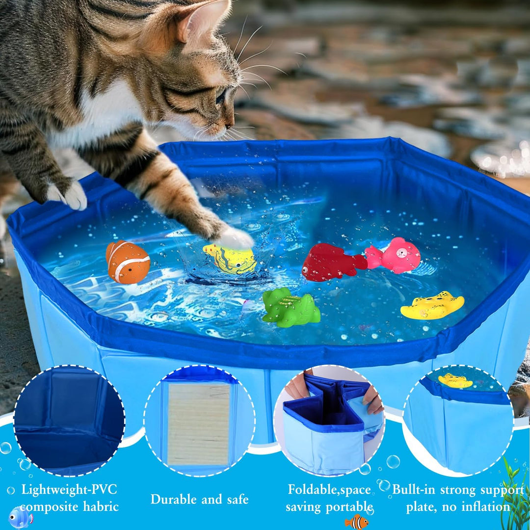 Katzen Pool 50x10cm Faltbare Katzenpool mit 6 Fischen Wasser Spielzeug Faltbarer Pool Interaktives W