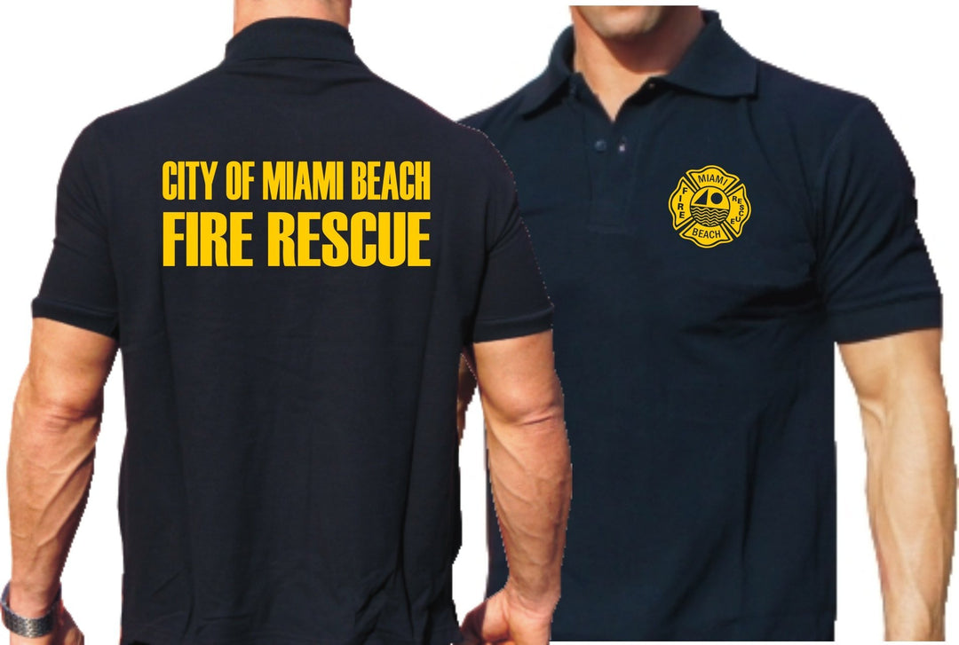 feuer1 Poloshirt Navy, Miami Beach Fire Rescue L navy, L navy