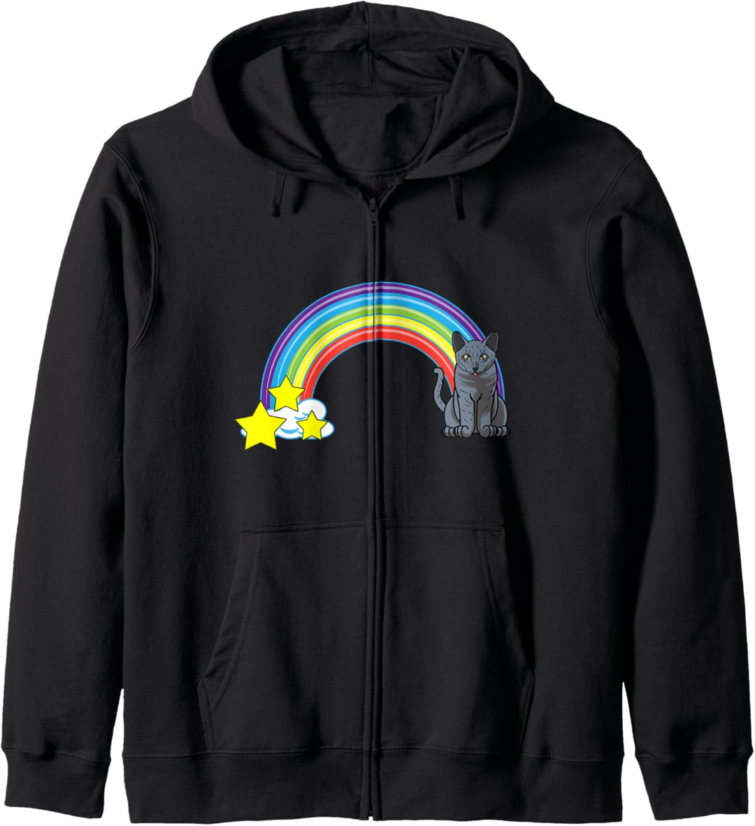 Regenbogen russische blaue Katze Retro-Stil lustige Katze Kapuzenjacke