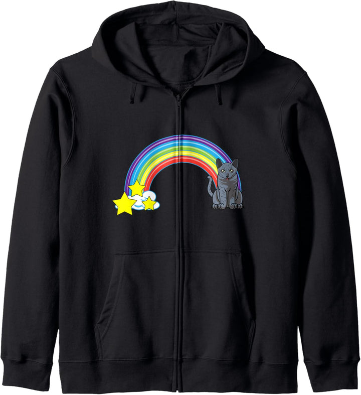 Regenbogen russische blaue Katze Retro-Stil lustige Katze Kapuzenjacke