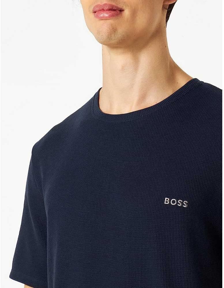 BOSS Herren Waffle T-Shirt mit Logo, Dark Blue403