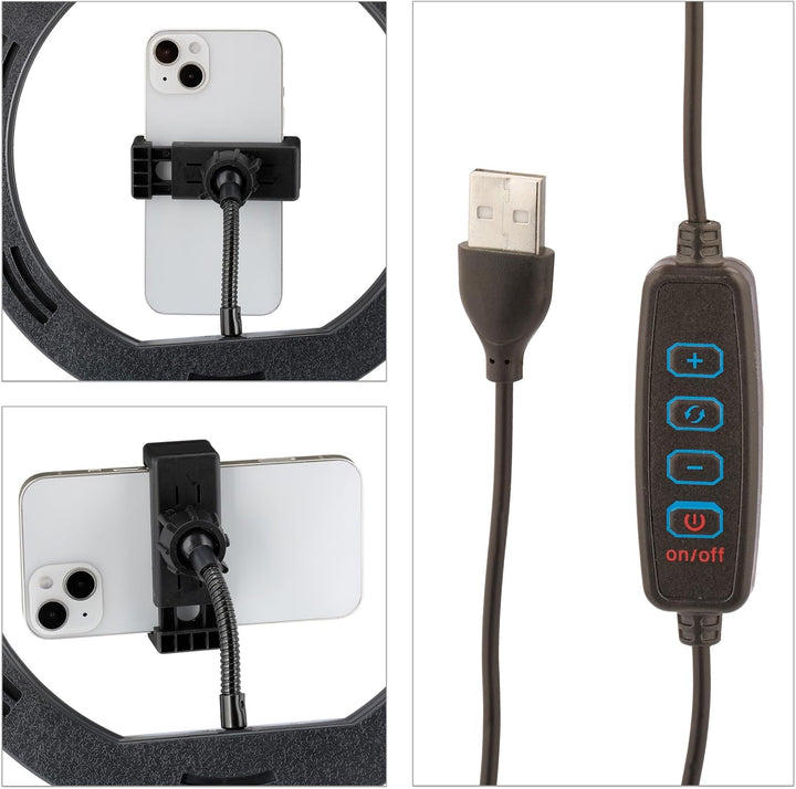 Relaxdays LED Ringlicht mit Stativ, 10" Ringleuchte dimmbar, Make-up, Fotografie & Videos, Lichtring