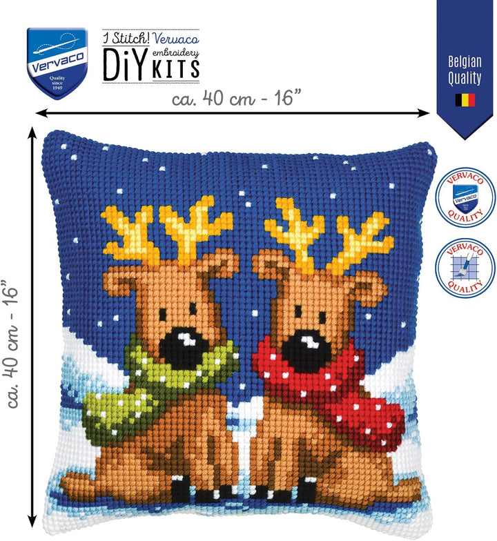 Vervaco PN-0008726 VER Kreuzstichkissen Rentiere Small Multicolor, Small Multicolor