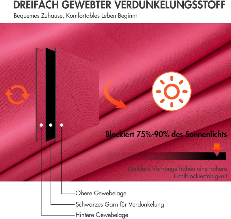 MIULEE Vorhänge Beerenfarbe Blickdicht mit Ösen, Schöner Weicher Verdunklungsvorhänge zum Verdunkeln