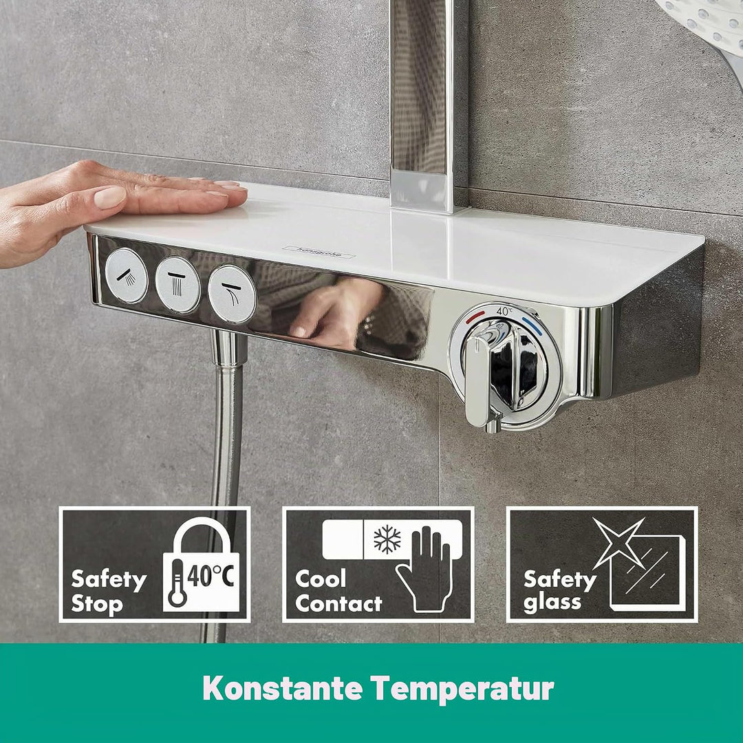 hansgrohe Duschsystem Raindance Select E 300 (Regendusche mit 4 Strahlarten, Duschkopf, Duschstange