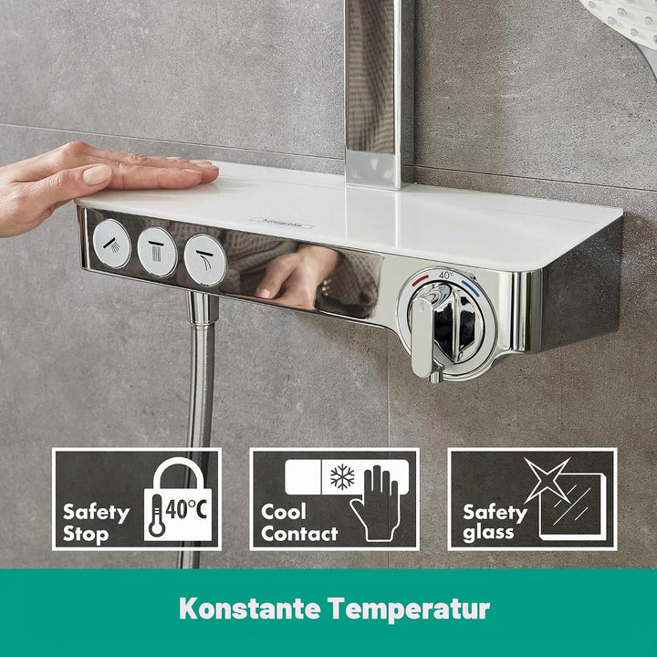 hansgrohe Duschsystem Raindance Select E 300 (Regendusche mit 4 Strahlarten, Duschkopf, Duschstange