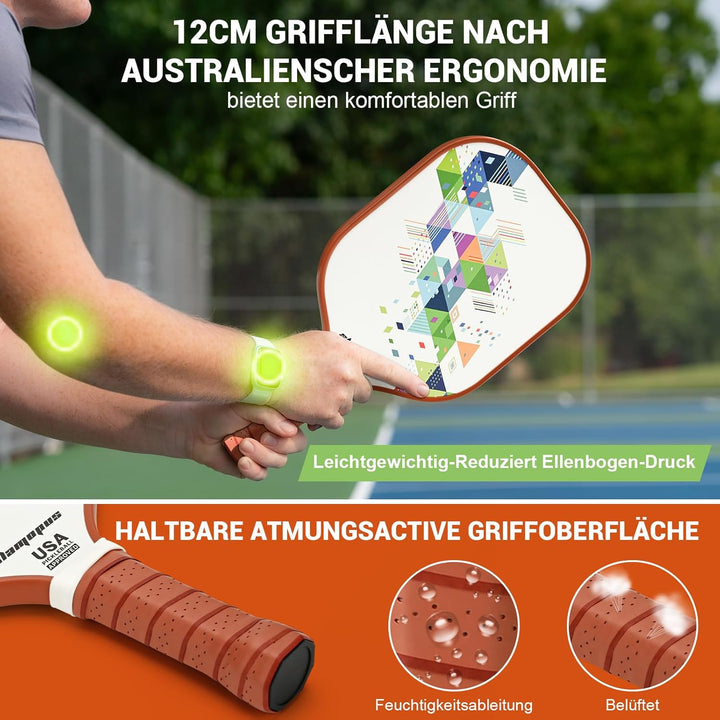 Pickleball-Schläger | Pickle-Ball Set mit 4 | Graphit- und Glasfasern Pickle Ball Schläger | enthält