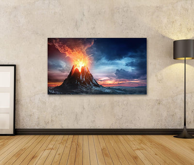 islandburner Bild auf Leinwand Vulkanischer Berg Eruption Lava Lapilli Bilder Wandbilder Poster Lein