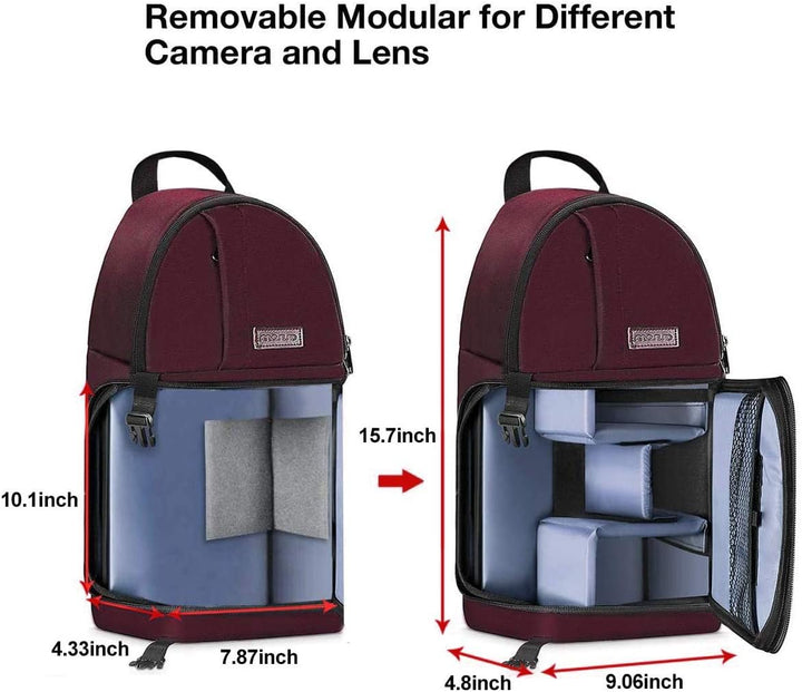 MOSISO Kameratasche Brust, DSLR/SLR/Spiegellose Kamera Rucksack Tasche Stossfester Fotografie Rucksa