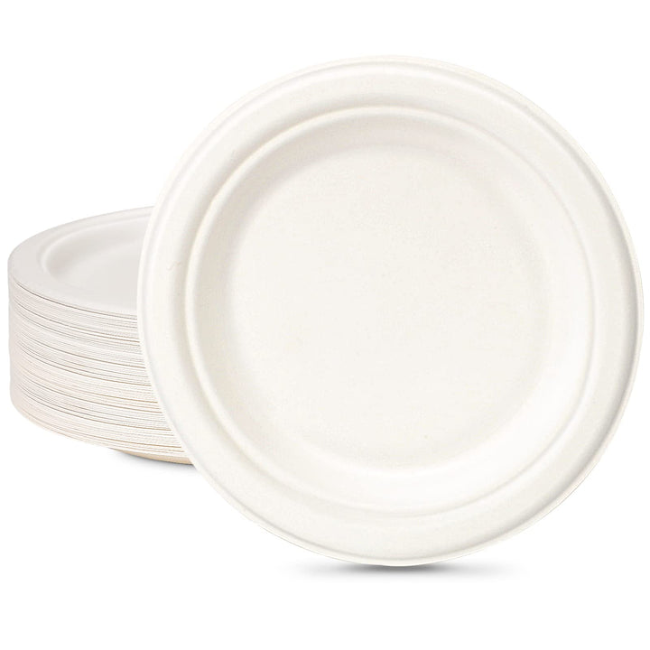 Einwegteller 100 Stück Pappteller 18CM Weiss Rund klein Einmalteller Einweggeschirr Zuckerrohr Einwe