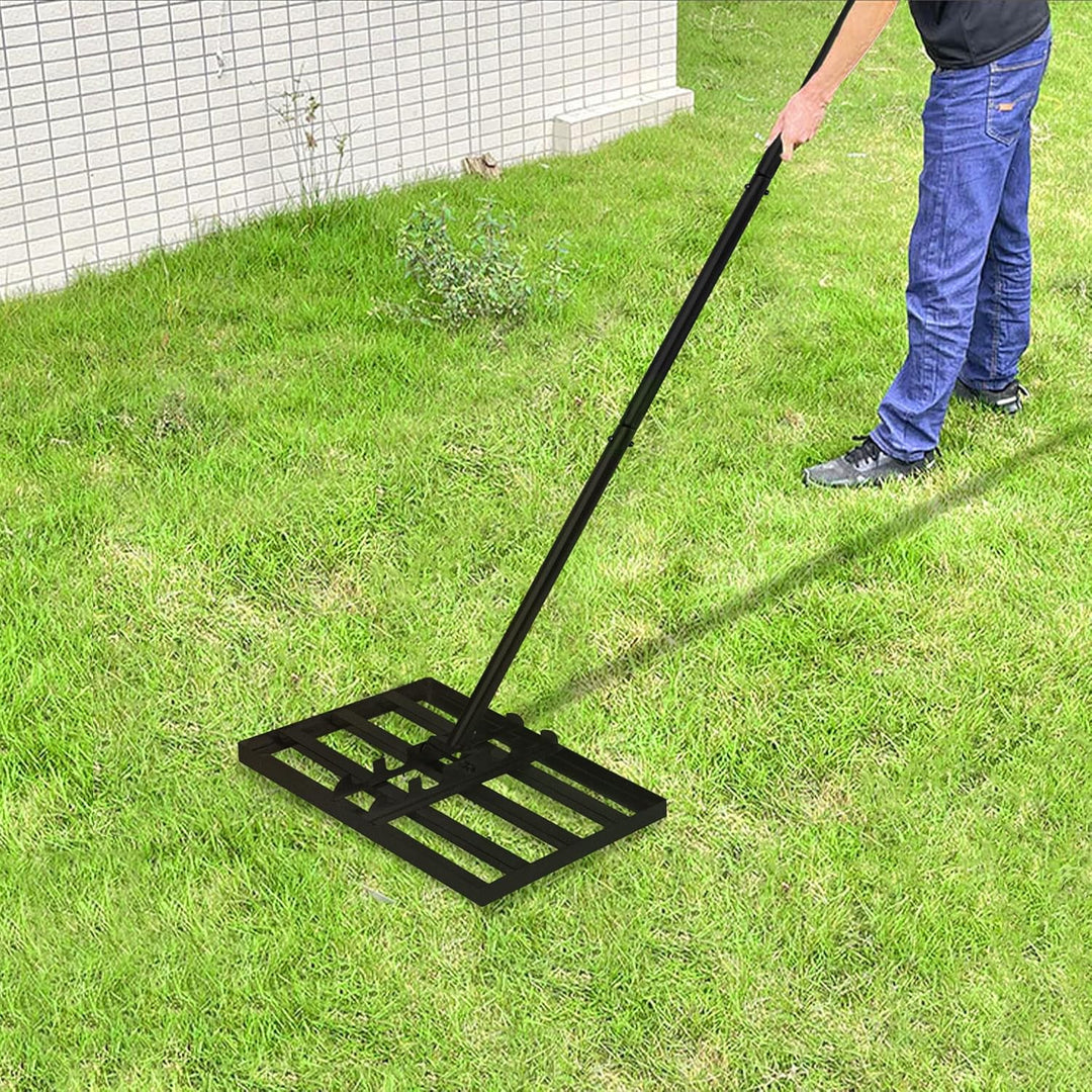 Rasen Rakel Edelstahl Rechen mit Höhenverstellbar Griff Ergonomische Nivellierrechen zum Rasen Sand