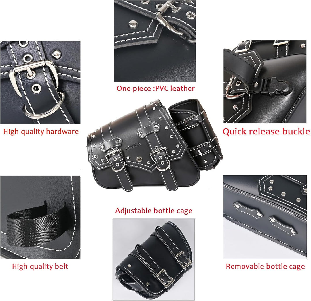 Motorrad-Satteltaschen– Satteltaschen Softail PVC Leder für Harley Sportster Wasserdicht,seitliche W
