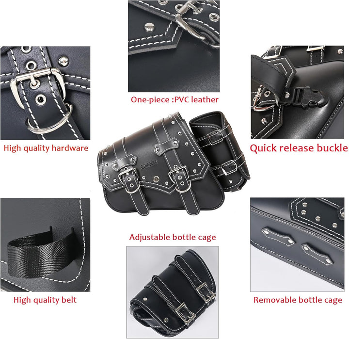 Motorrad-Satteltaschen– Satteltaschen Softail PVC Leder für Harley Sportster Wasserdicht,seitliche W