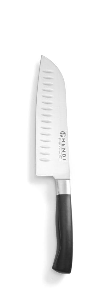 HENDI Santokumesser, Grantonschliff, Küchenmesser, Messer, Deutscher Stahl X50CrMoV15, Klinge: 180mm