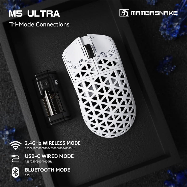 MAMBASNAKE M5 Ultra Carbon Fiber 8000Hz Wireless Gaming Mouse, 39g Superlight, 42000DPI, PAW3950MAX