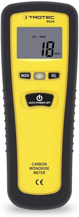 TROTEC BG20 Kohlenmonoxid-Messgerät Melder CO-Konzentrationen messen Messbereich 0 ppm bis 1.000 ppm
