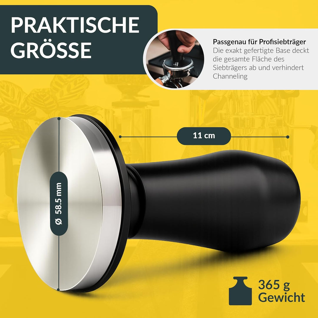 Coyooco Barista Tamper druckregulierend 58,5 mm - Siebträger Tamper mit Feder für gleichmässigen Dru