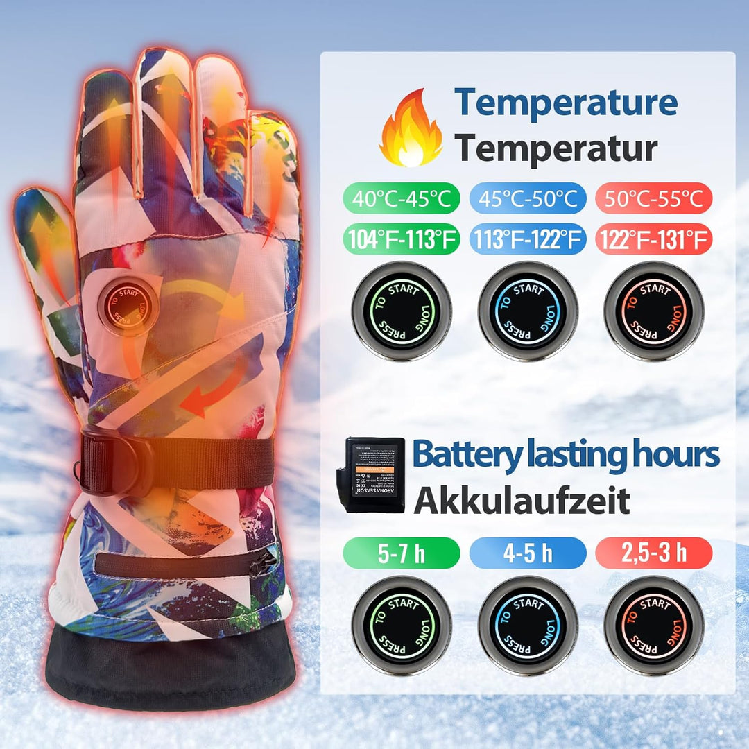 AROMA SEASON Beheizbare Handschuhe mit Akku für Männer und Frauen | Ideal für Skifahren und Snowboar