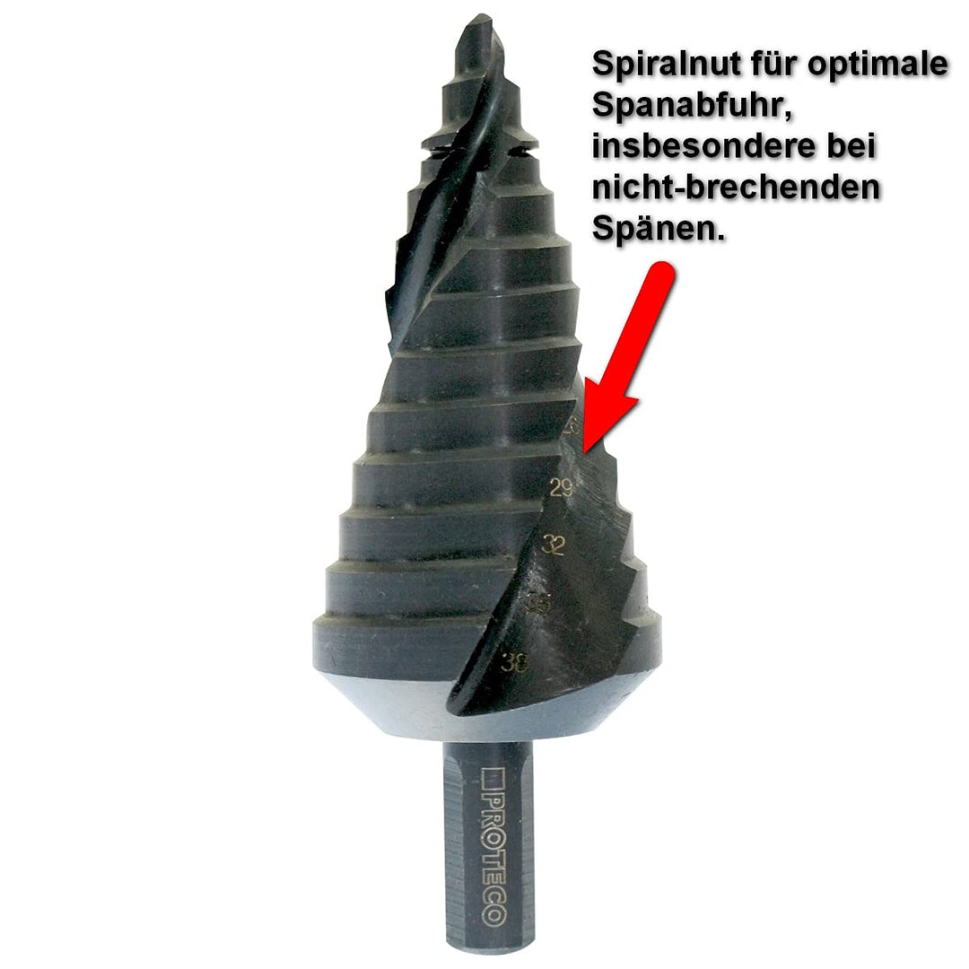 Proteco-Werkzeug® HSS Titan TIN TIAlN Profi Stufenbohrer Schälbohrer Konusbohrer Metallbohrer 10-45