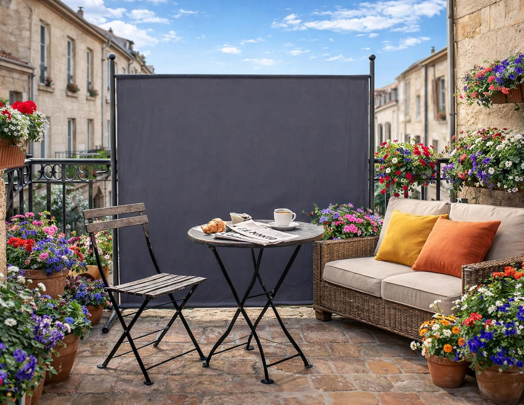 QUICK STAR Paravent 180 x 178 cm Stoff Raumteiler Gross Garten Stellwand Trennwand Balkon Sichtschut