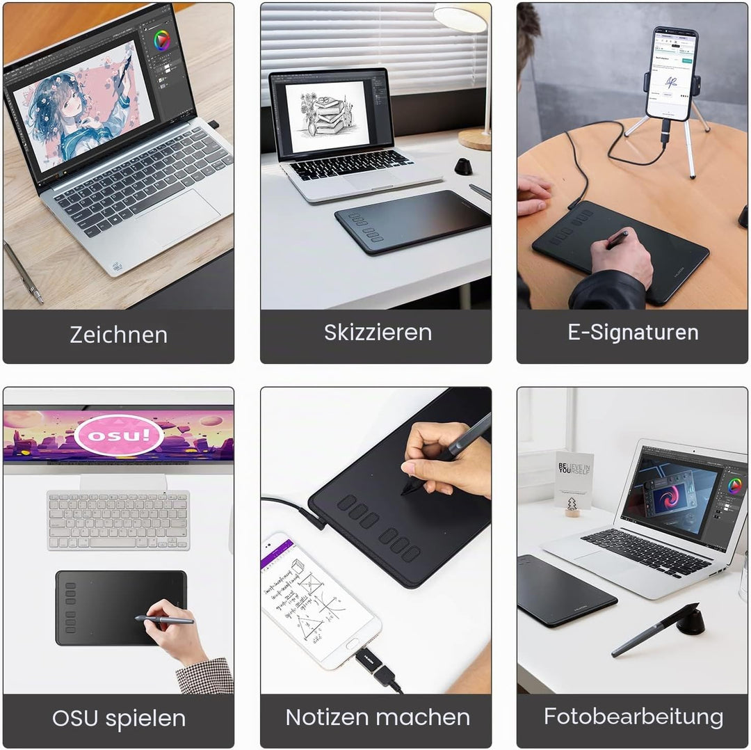 Huion H640P 8192 Drucksensitivität Grafiktablett mit batterielosem Stift und 6 anpassbaren Funktions