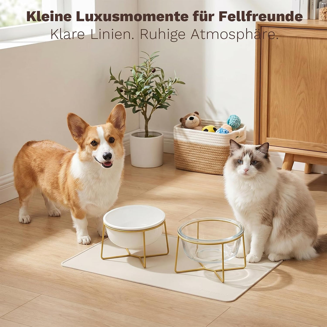 Futternapf Hund Erhöht aus Glas - Hundenapf mit Metallständer - Fress- und Wassernapf für Kleine bis