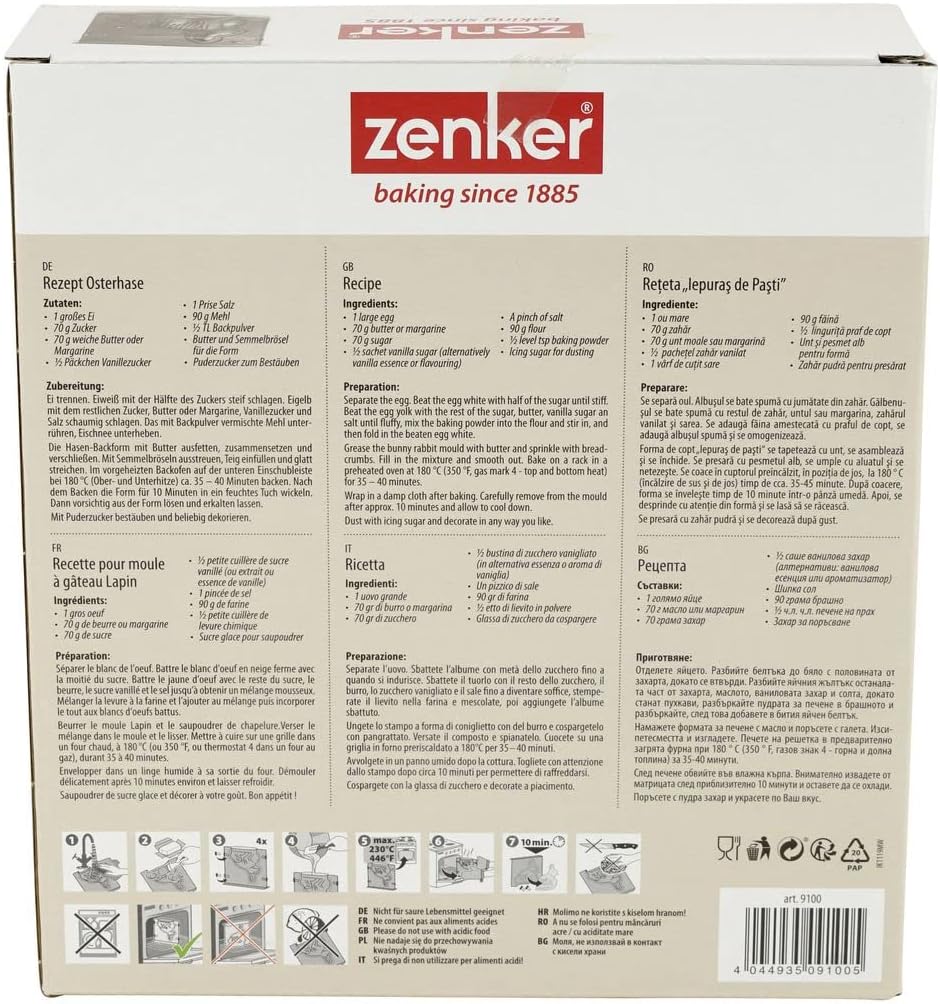 Zenker Hasenbackform Oster Season – 600 ml Füllvolumen – 3D Kuchenform mit Antihaftbeschichtung mit