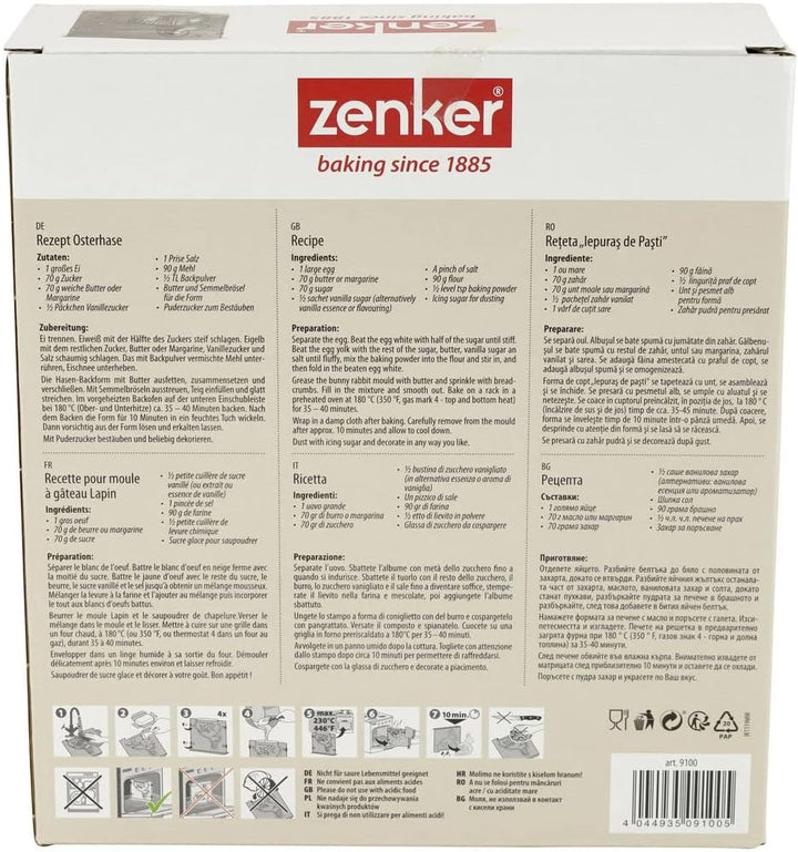 Zenker Hasenbackform Oster Season – 600 ml Füllvolumen – 3D Kuchenform mit Antihaftbeschichtung mit