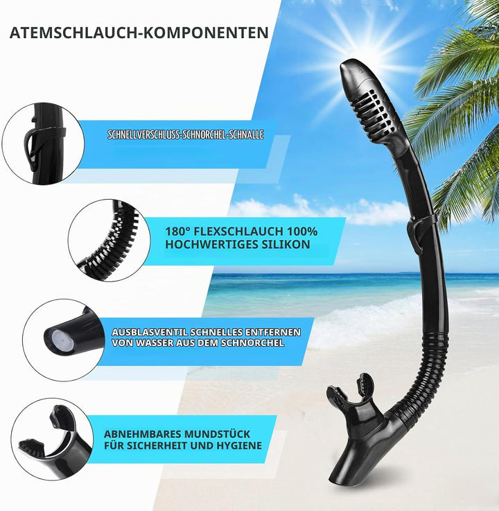 Taucherbrille für Erwachsene mit Anti-Nebel Schnorchelmaske, Schwimmmaske gehärtetem Glas und Nasena