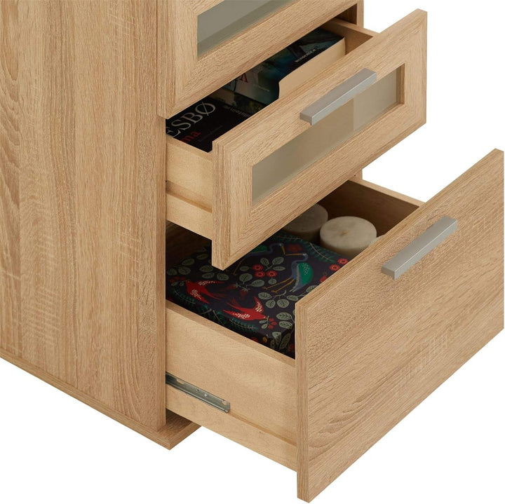 CARO-Möbel Nachttisch für Boxspringbetten Nachtschrank Nachtkommode MARIKE in Sonoma Eiche, mit 3 Sc