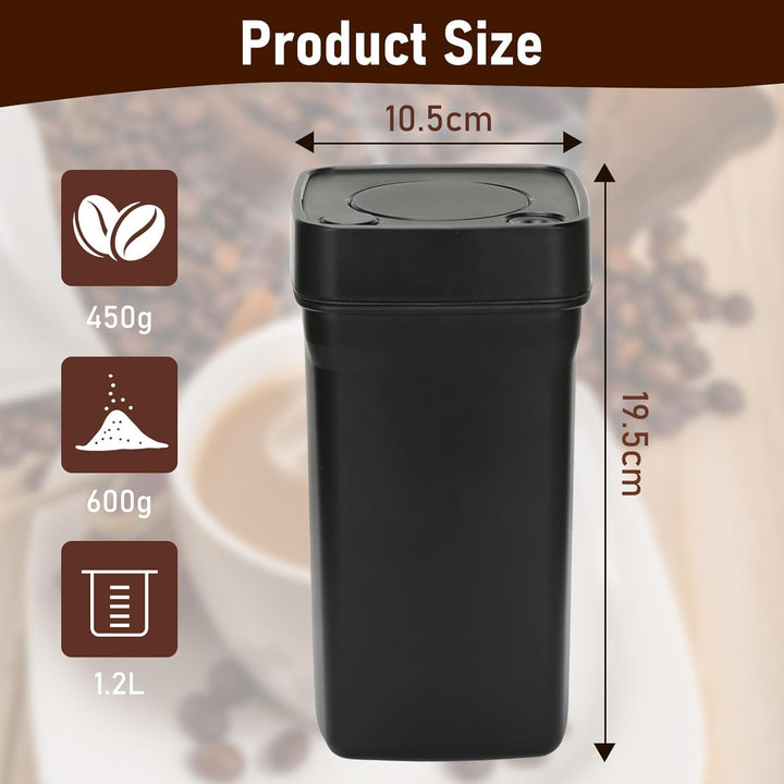 Romon Kaffeedose Luftdicht, 1.2L Edelstahl Vakuum Kaffeebohnen Behälter, Aufbewahrungsdose mit Dicht