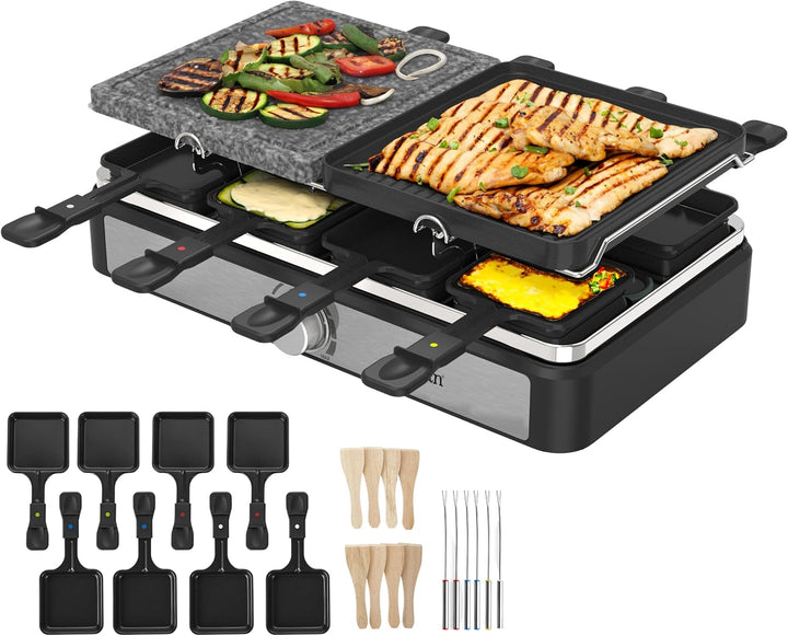 Raclette Grill | Raclette Gerät | 8 Personen | Tischgrill | Party Grill | Elektro Grill | Raclettegr