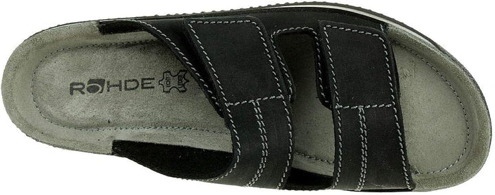 Rohde 1987 Soltau H Schuhe Sandalen Pantoletten Leder Clogs, Schwarz