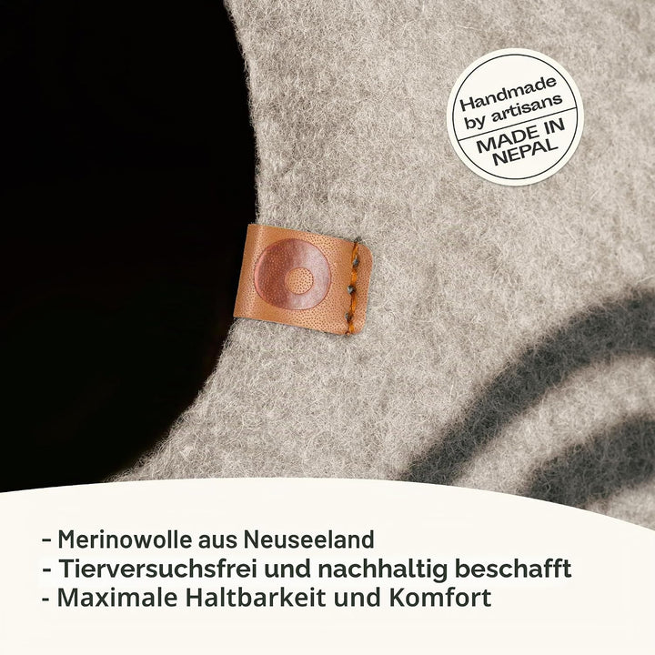 MEOWFIA Katzenbett aus 100% Merinowolle – Handgefilztes, Umweltfreundliches Katzenbett für Katzen &amp;