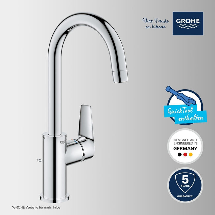 GROHE StartEdge - Einhand-Waschtischarmatur (wassersparend, langlebige Oberfläche, DN15, L-Size), ch