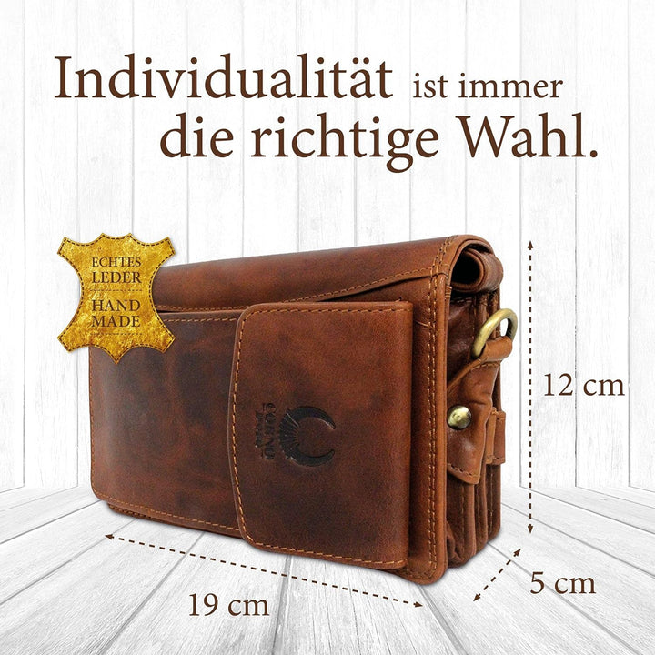 Corno d´Oro Herren Leder Handgelenktasche RFID Schutz I Handgemachte Ledertasche Umhängetasche I Ech