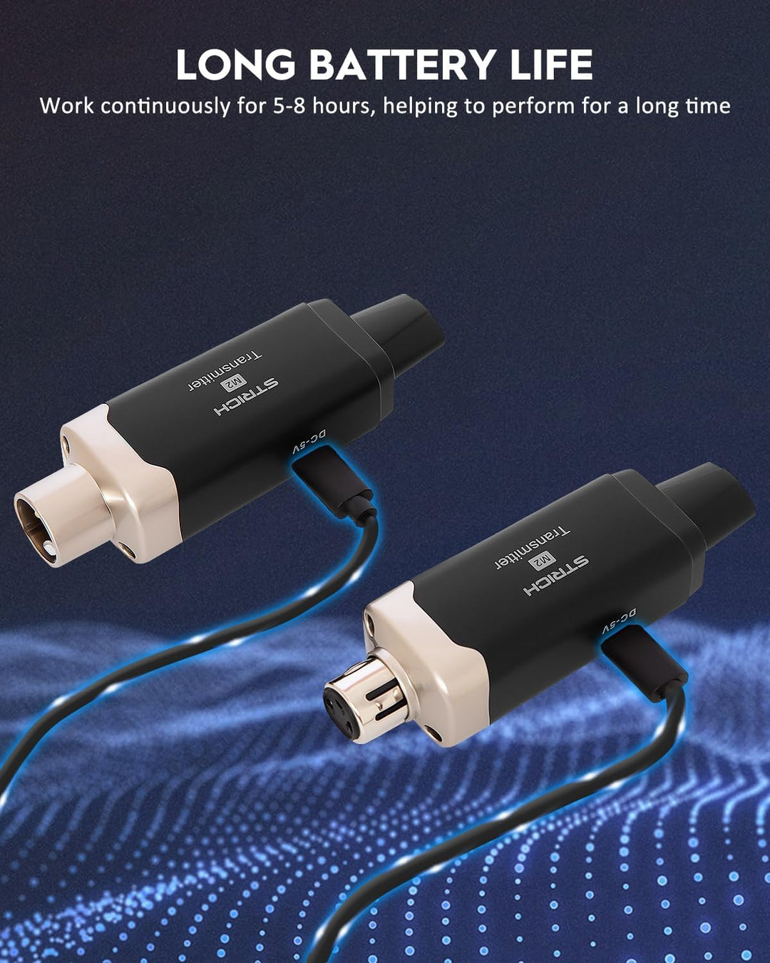 STRICH M2 UHF Drahtloses Mikrofone Sender Empfänger, XLR Mic Adapter 16 Kanäle für dynamische Mikrof